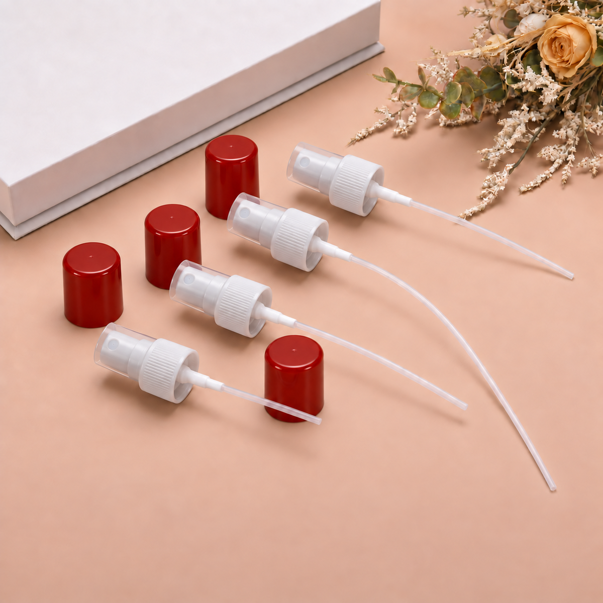 Red Lid and White Plastic Pump