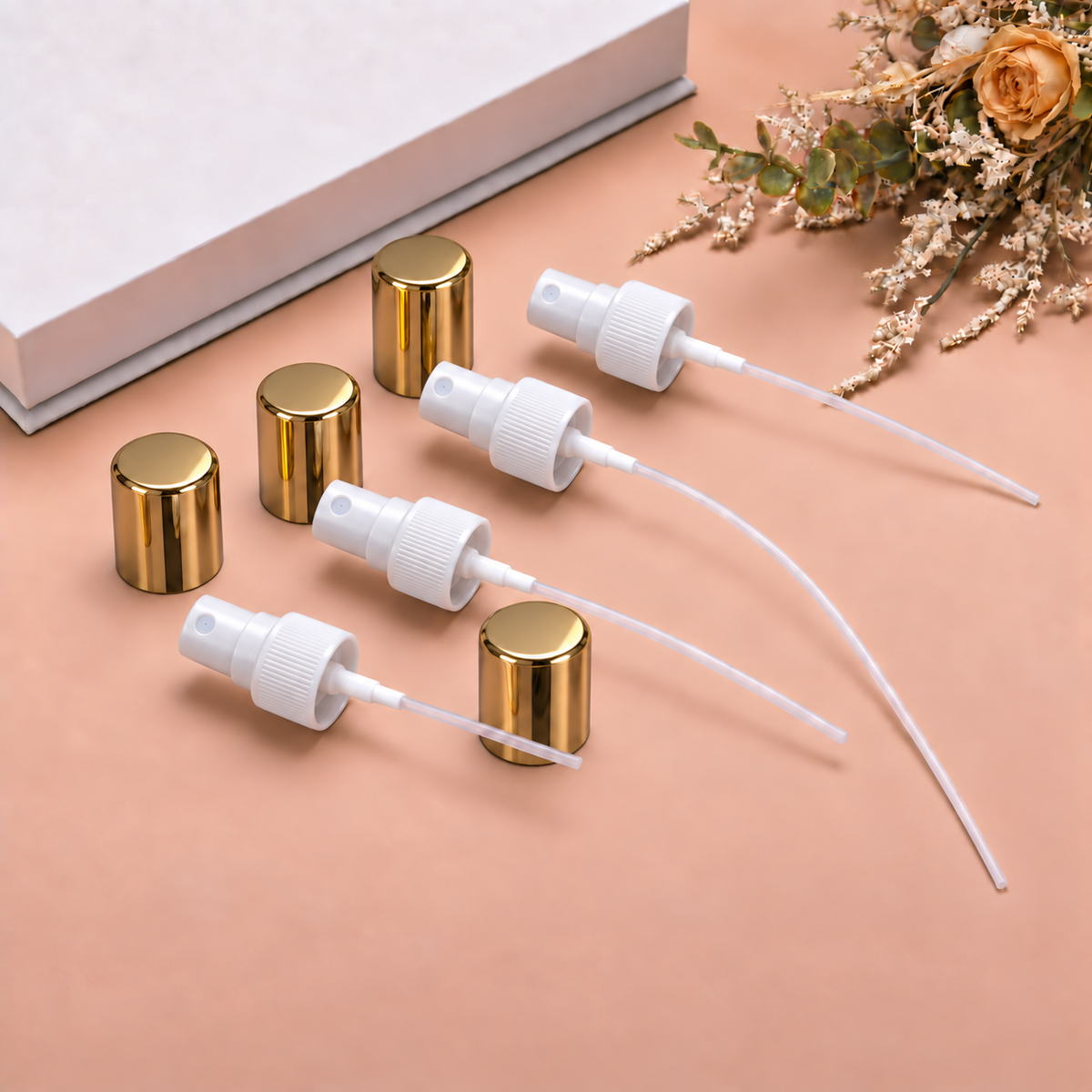 Gold Lid and White Plastic Pump