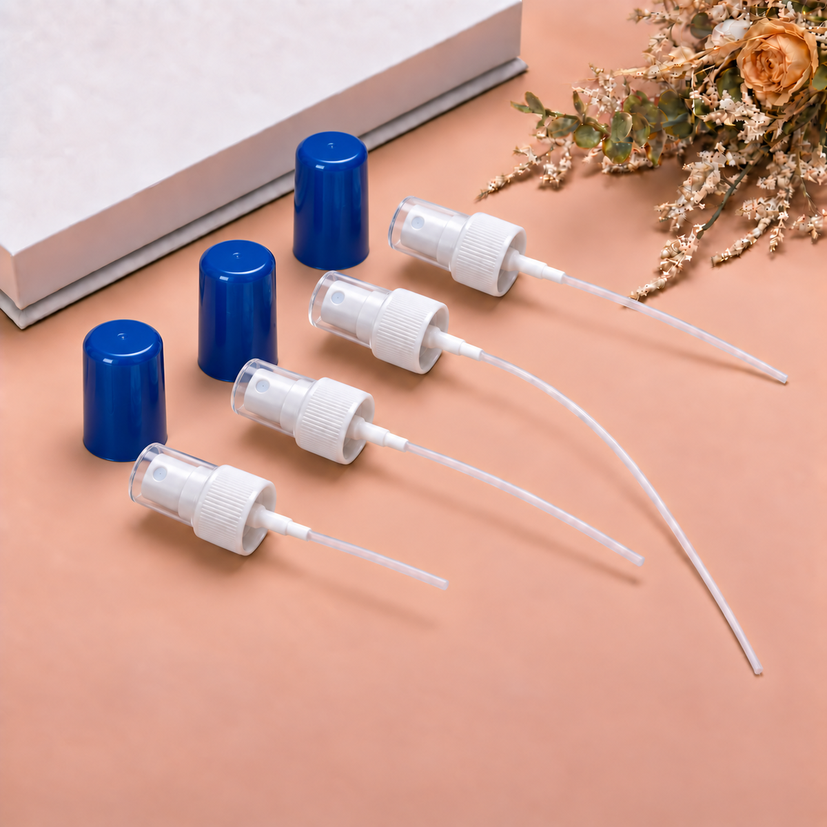 Blue Plastic Lid and White Plastic Pump